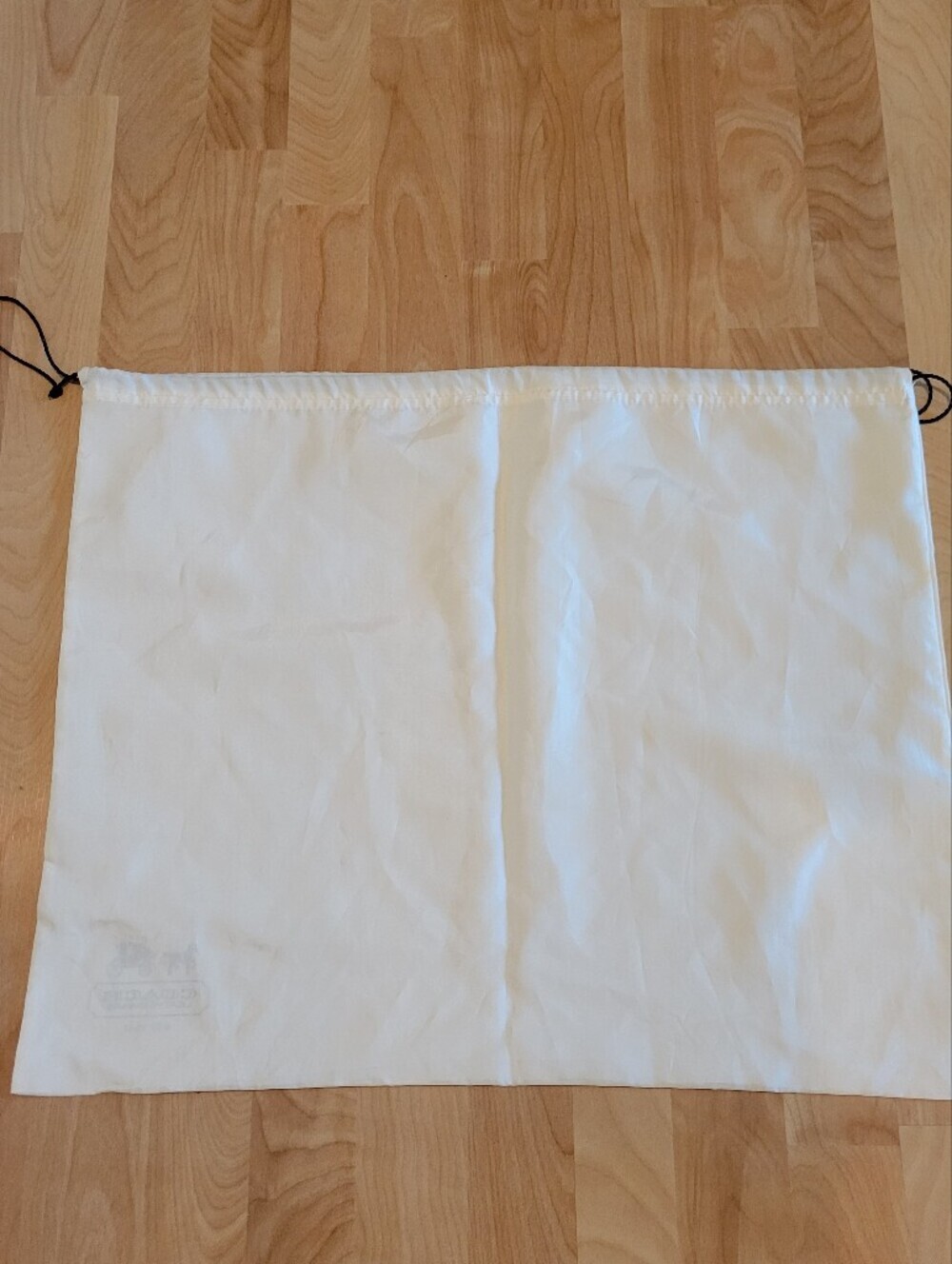Coach Satin Drawstring Dust Bage Carriage Logo Cream Size Large - Picture 3 of 4